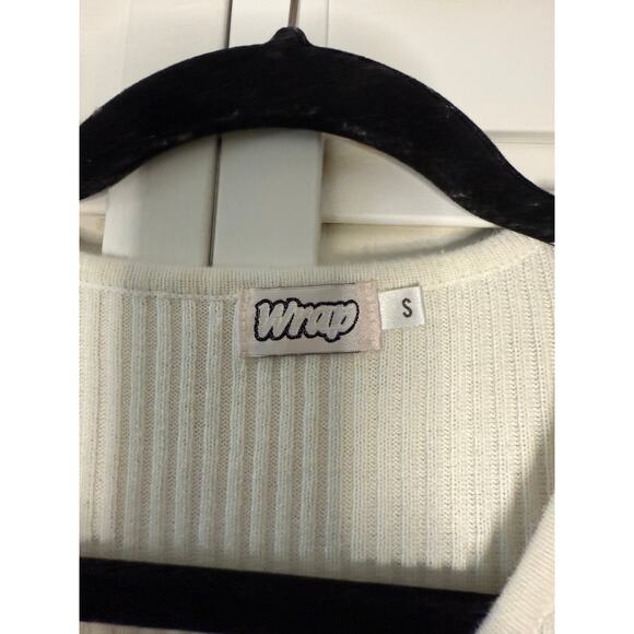 Vintage Wrap Cream 3/4 Sleeve Ribbed Top - Picture 3 of 4